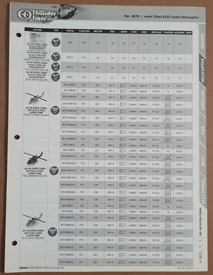 Thunder Tiger Mini Titan escala E325 lista de peças de helicóptero e folha de diagrama 3870 - Imagem 1 de 3