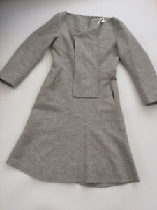 BNWTT 100% auth Jil Sander, ladies Grey Wool Office Style dress. 34 RRP £580.00