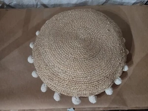 Hand Braided Jute Round Pillow, Handwoven, Home Décor Pillow, 24"X24" Free SHP - Picture 1 of 8