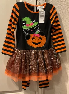 EMILY ROSE Lil Girls Sz 4 2 Pc Halloween Top w/Pants Black/Orange NWT - Picture 1 of 2