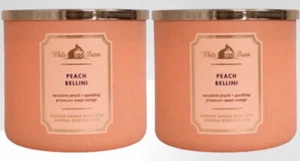 2-PCS BATH & BODY WORKS PEACH BELLINI 3 WICK LARGE SCENTED CANDLES 14.5 OZ LARGE - Picture 1 of 6