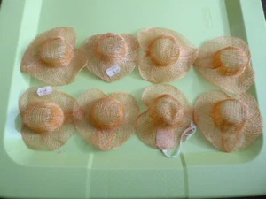 3" Miniature Natural Woven Sun Hats Barbie Dolls Crafts Brown Pink lot of 8 - Picture 1 of 4