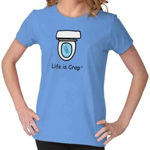 Life is Crap Funny Cell Phone Bad Luck Gift Womens Top Junior Graphic Tee - Picture 1 of 10