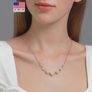Fashion Women Jewelry Chain Necklace Classic Simple Pearls Smile Style 1885 - Picture 1 of 5