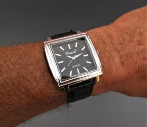 BRAVO Wristwatch, OVERSIZE SQUARE Wristwach with Japanese Quartz Movement - Picture 1 of 4