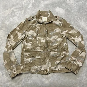 Old Navy Utility Jacket Womens Medium Green Camouflage Long Sleeve Zip Y2K - Picture 1 of 14