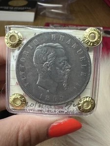 REGNO D'ITALIA VITTORIO EMANUELE II 5 LIRE 1865 NAPOLI RARA sigillata BB+ - Foto 1 di 3