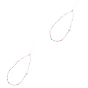 2 Pack Perlen Telefonkette Fräulein Perlengelenksgurt Armband Riemen - Zdjęcie 1 z 12