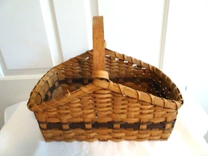 Cesta de listones tejida vintage con mango-recogida/almacenamiento-decoración-pátina natural - Imagen 1 de 8