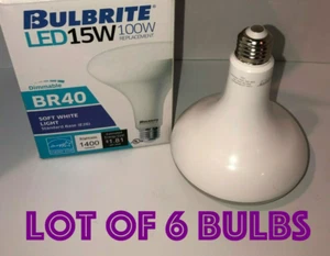 Bulbrite  #772853 LED BR40 Dimmable Bulb 15W 1400 Lumen Std. Base  (Lot of 6)- - Picture 1 of 8