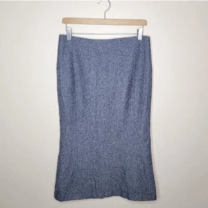 Lauren Ralph Lauren | Navy & Gray Tweed Skirt with Fluted Back Hem Womens 8 - Picture 1 of 4