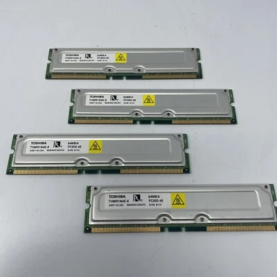 512MB KIT 2 X 256MB  ECC RDRAM PC800-45 800MHz  RIMMRambus Memory Module Lot Of4 - Image 1 of 4