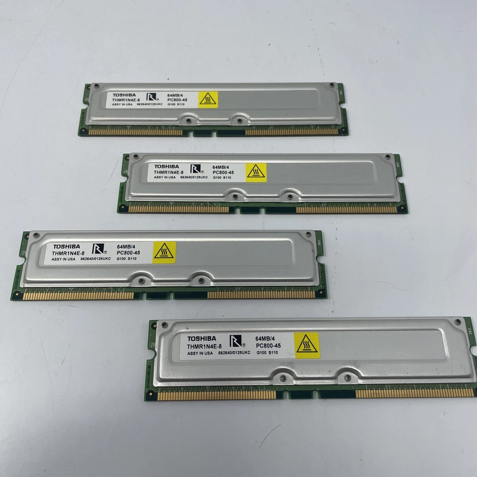 512MB KIT 2 X 256MB  ECC RDRAM PC800-45 800MHz  RIMMRambus Memory Module Lot Of4 - Image 1 of 4