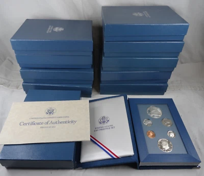 (10) 1987-S US Mint Prestige Proof Sets Silver Dollars Box & COA 60 Coins - Image 1 of 4