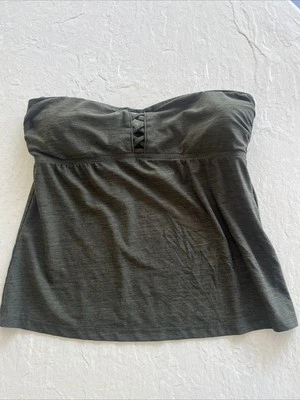 Mossimo Tankini Feminino Sem Alças Top Swim Verde Oliva Corte Médio Acolchoado - Imagem 1 de 4