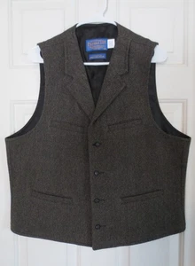 VTG PENDLETON High Grade Western Wear 100% Virgin Wool Mens Vest 44 USA MADE EUC - Picture 1 of 8