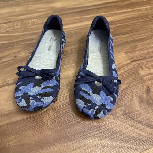 Clarks Cloudsteppers Navy mimetico Carly Hope balletto maglia piatta donna taglia 7W
