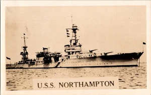 RPPC USS Northampton Heavy Class Cruiser WWII Ship Postcard - Picture 1 of 2