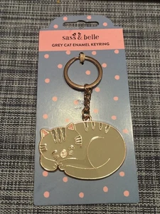 Sass & Belle Grey Cat Enamel Keychain. New. - Picture 1 of 3