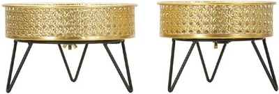 Mauro Ferretti Blumenständer Bossy 2er-Set Ø 20,5x13 und 18x13 cm schwarz gold - Bild 1 von 4