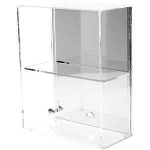 Plymor Acrylic Locking Case, Sliding Back, 1 Shelf Mirrored 12.75" x 10.25" x 5" - Picture 1 of 1
