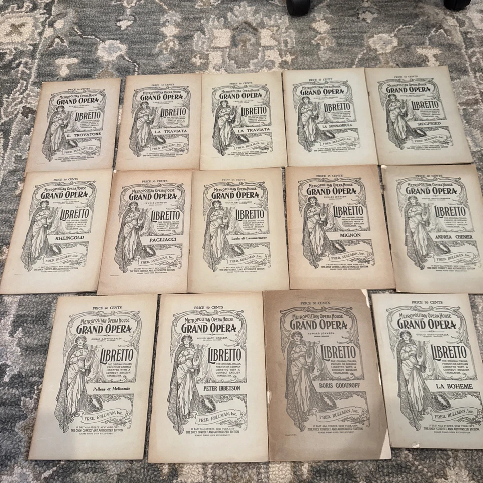 Vintage Bundle of 14 Metropolitan Opera House Grand Opera Librettos  Full Script - Image 1 of 4
