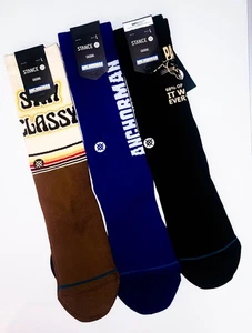 Lote de calcetines informales Stance x Anchorman | 3 pares | Talla L | Crew | Nuevos con etiquetas | 2021 - Imagen 1 de 5