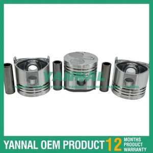 New 3 pcs Piston with Pin and Circlips STD for Mitsubishi L3A Engine - Picture 1 of 6
