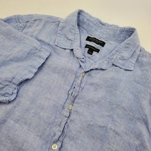 Banana Republic Camden Standard Fit Blau Kurzarm Knopfleiste Hemd Herren L - Bild 1 von 6