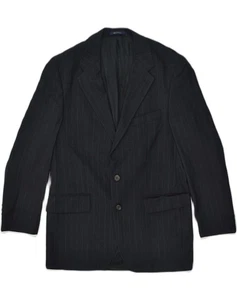 CHAPS Mens 2 Button Blazer Jacket UK 40 Large Black Pinstripe Wool AM39 - Picture 1 of 4