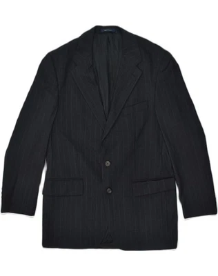 CHAPS Mens 2 Button Blazer Jacket UK 40 Large Black Pinstripe Wool AM39 - Image 1 of 4