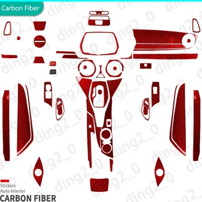Kits de 60 piezas de cubierta interior completa de fibra de carbono roja para Chevrolet Camaro 16-24 Foto 1 de 4