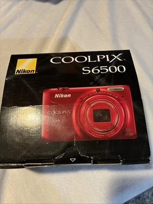Nikon COOLPIX S6500 16MP Red Digital Camera 12X WiFi w Box Case Charger, Strap - Image 1 of 4