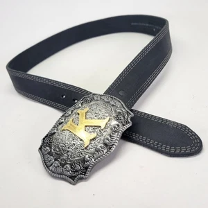 Red Wing Shoes Leather Belt 38 K Trophy Buckle WMG Boots Western Black USA - Picture 1 of 16