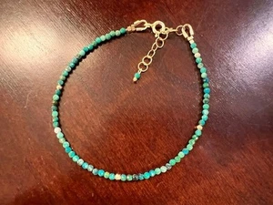 Hermosa pulsera con cuentas de piedras preciosas redondas facetadas turquesa africana de 2-3 mm 6-8" - Imagen 1 de 16