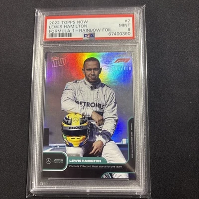 2022 Topps Now Formula 1 Lewis Hamilton Record Most Starts Foil 42/180 F1 PSA 9 - Image 1 of 3