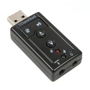 Black External 7.1 Channel USB2.0 3D Virtual Audio Sound Card Adapter PC LAPTOP - Picture 1 of 5