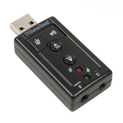 Black External 7.1 Channel USB2.0 3D Virtual Audio Sound Card Adapter PC LAPTOP - Image 1 of 4