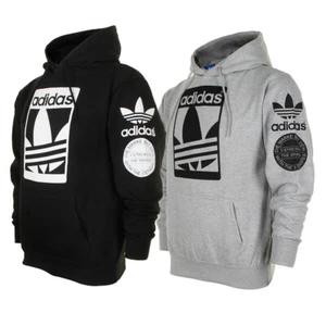 Sudadera con capucha Adidas para hombre original trébol calle gráfico frontal bolsillo delantero - Imagen 1 de 23