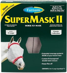 Farnam SuperMask II Horse Fly Mask without Ears SIZE XL Red Plush NEW - Picture 1 of 3