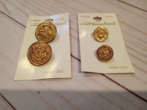 Vintage Streamline Gold tone Blazer Buttons Cuffs 7/8" 5/8" - Picture 1 of 2