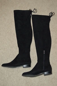 WOMEN'S MARC FISHER BLACK FAUX SUEDE OVER THE KNEE BOOTS Sz- 9 M - EXCELLENT - Picture 1 of 8