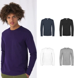 B&C Collection Men's Long Sleeve T-Shirt TU07T - Adult Casual Slim Fit Plain Tee - Picture 1 of 19