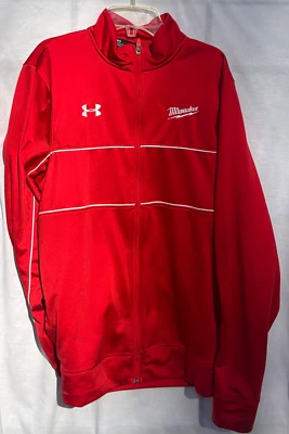 Under Armor Milwaukee Power Tools Track Jacket Track Suit Top Red Medium - Image 1 of 4