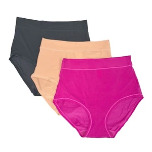 Breezies Womens Infinite Stretch Modern Brief Set of 3 Solid Magenta Medium Size - Picture 1 of 1