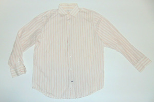 Banana Republic Mens Long Sleeve Dress Shirt 16 16 1/2 Large Cotton Beige Strip