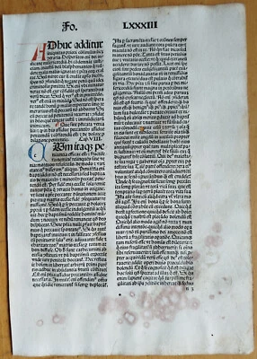 Оригинальный рубиновый инкунцируемый лист Augustinus Opuscula Strasbourg (F) - 1489 - Изображение 1 из 2