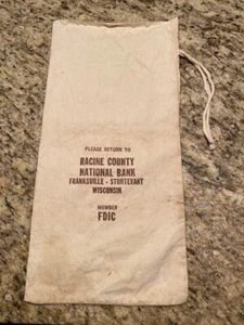 Vintage Racine County National Bank Canvas Bag Franksville Sturtevant WI - Picture 1 of 1