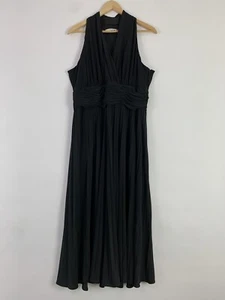 Evan Picone Evening Womens 16 Black Halter Pleated Maxi Formal Prom Dress - Picture 1 of 5