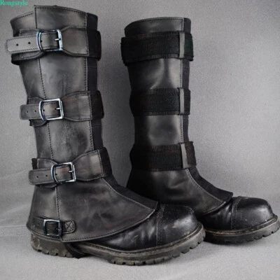 Capa de sapatos de couro sintético medieval Gaiters Knight armadura perna guerreiro botas - Imagem 1 de 4